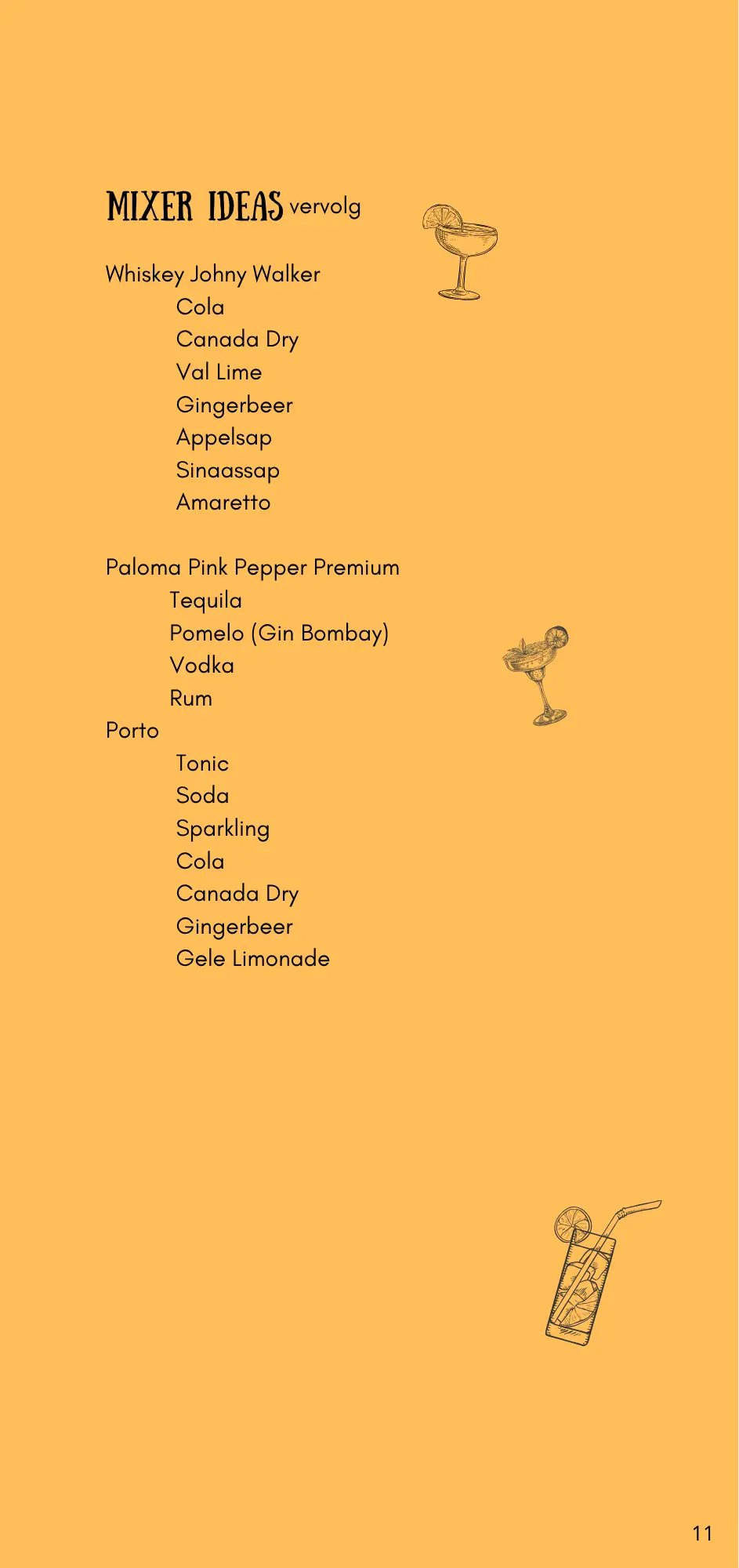 De elfde pagina van de Menu kaart van Claude