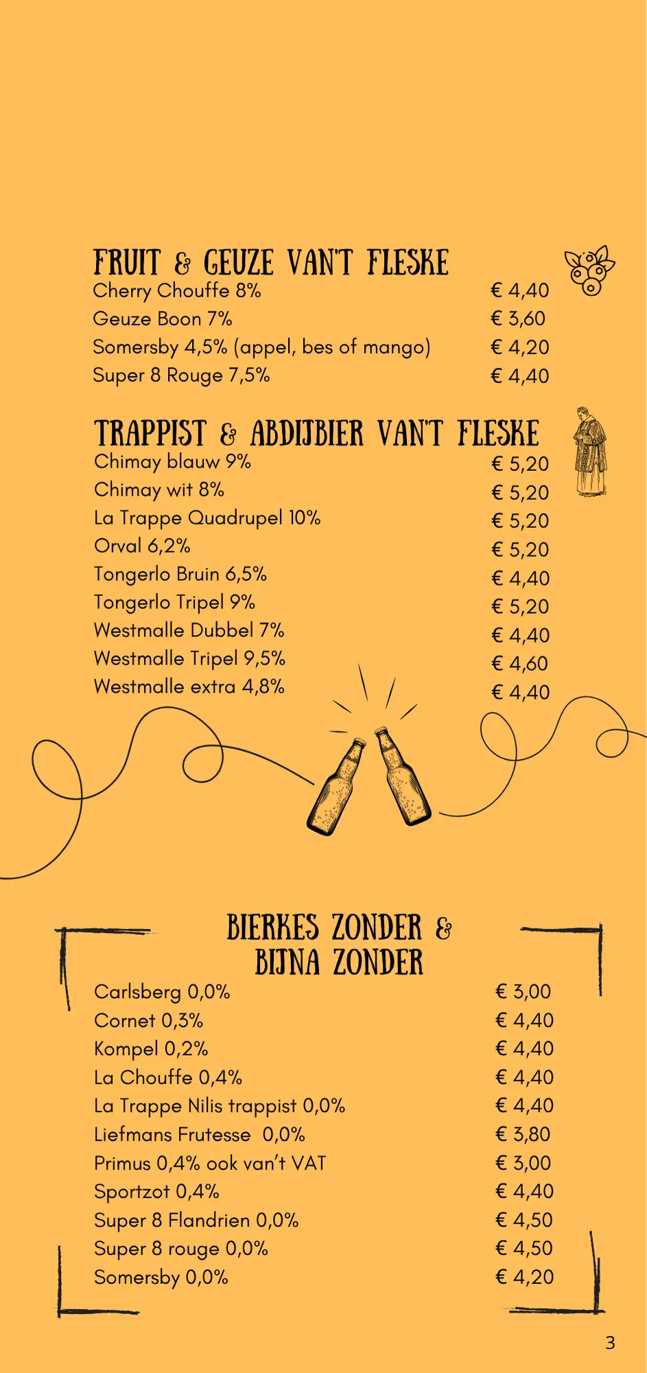 De derde pagina van de Menu kaart van Claude