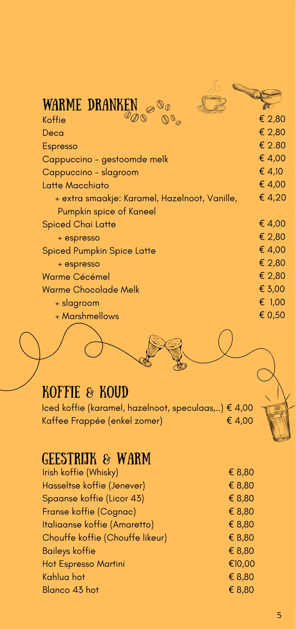 De vijfde pagina van de Menu kaart van Claude
