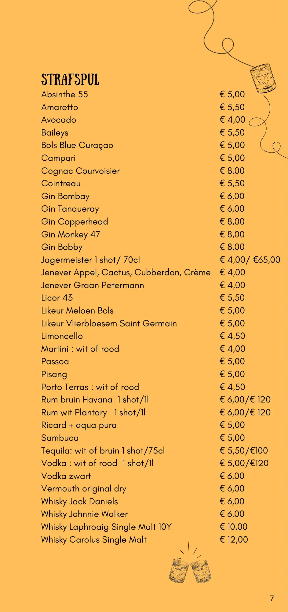 De zevende pagina van de Menu kaart van Claude