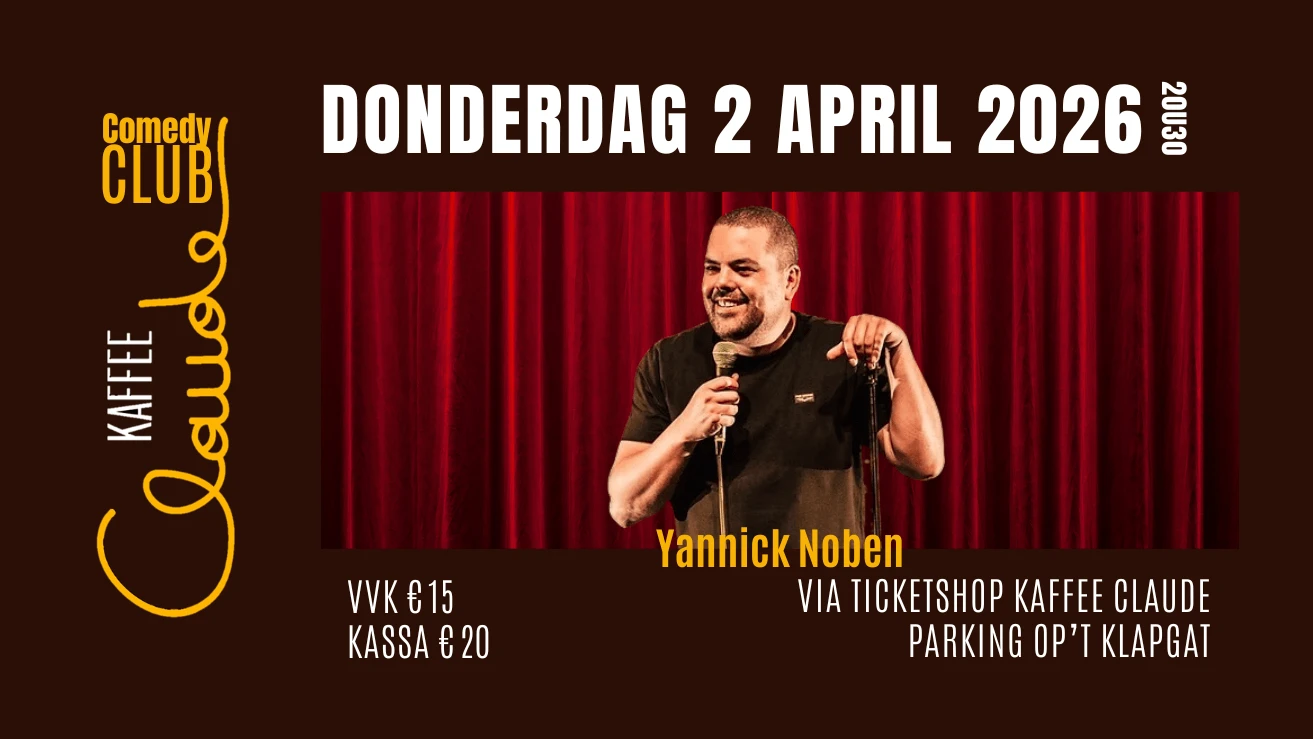 Affiche Claude Comedy Club april — Yannick Noben.
